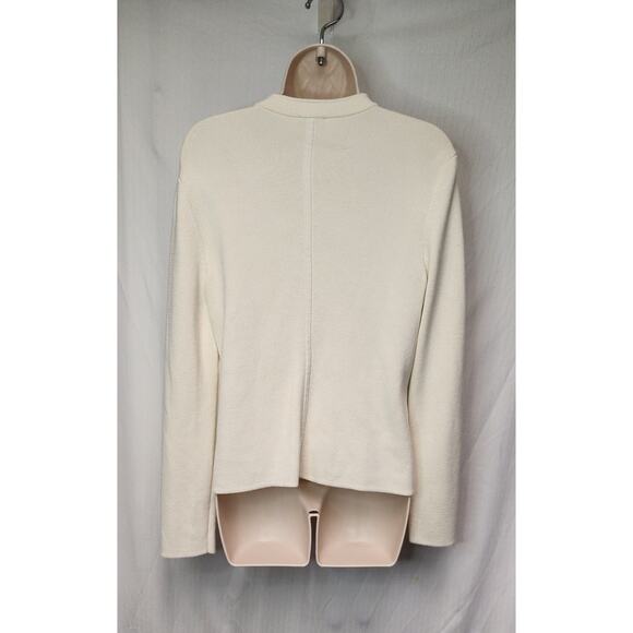 Talbots Women's Knit Cardigan Sweater Pockets Collarless Long Sleeve PM Ivory - Picture 3 of 7